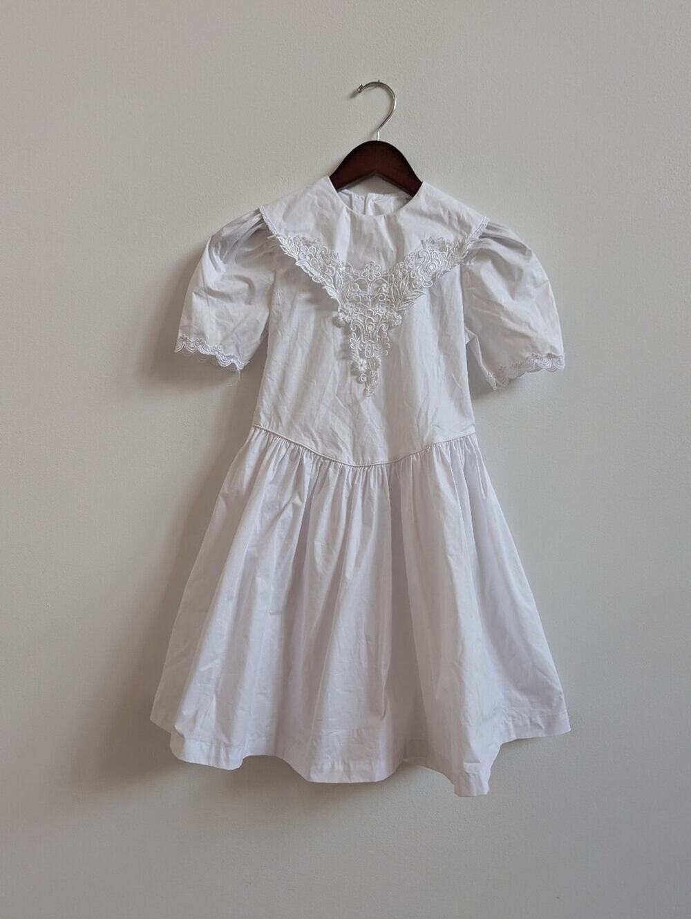 Vtg 90s Peaches N Cream Dress 6 White Lace Brocade